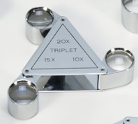 Triple loupe hand lens